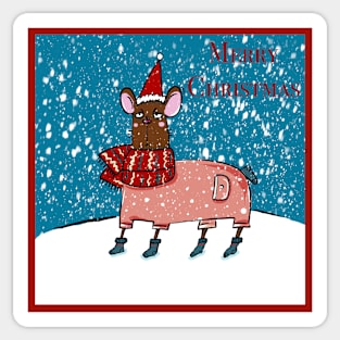 Merry Christmas! Frozen dog feeling kind of bored in the snow. Christmas Greetings. Sticker